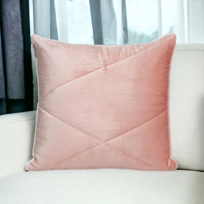 Quilted Pink Velvet Throw Pillow