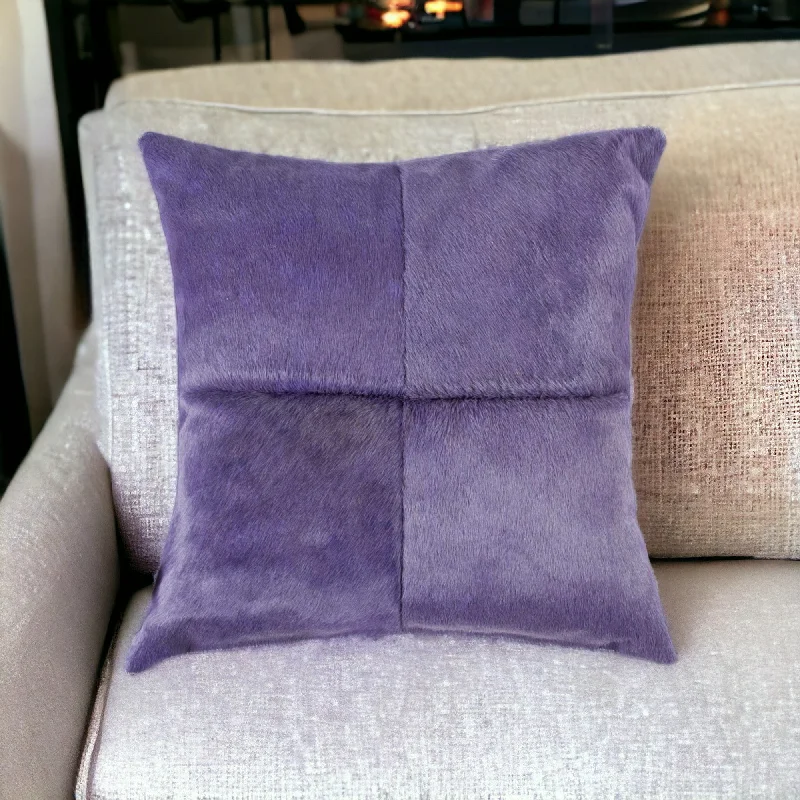 18" Purple Cowhide Throw Pillow