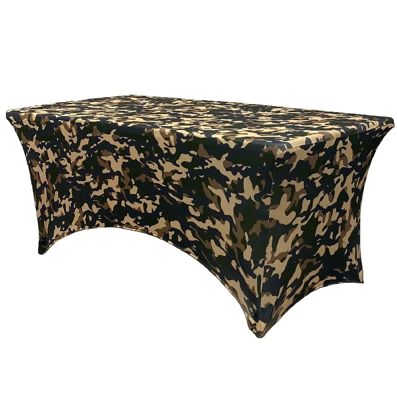 Stretch Spandex 6 ft Rectangular Table Cover Camouflage/Army