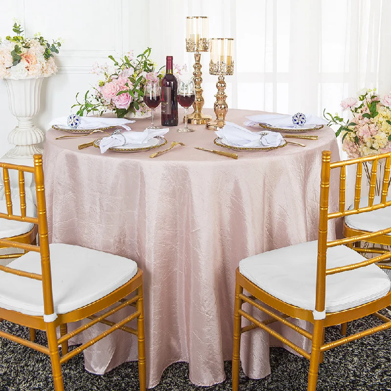 120" Seamless Round Crushed Taffeta Tablecloth - Blush Pink/Rose Gold  (1pc)