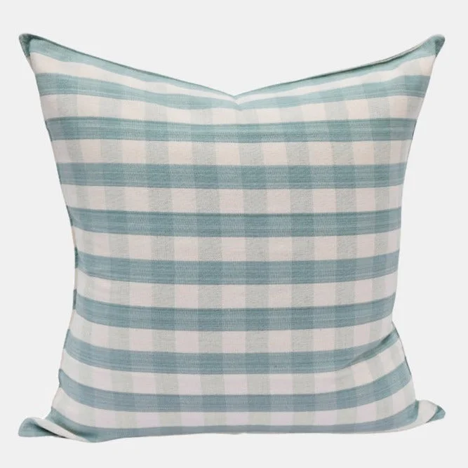 Celadon Green Gingham Square Pillow