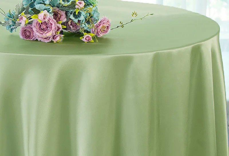 120" Seamless Round Satin Tablecloth - Sage Green (1pc)