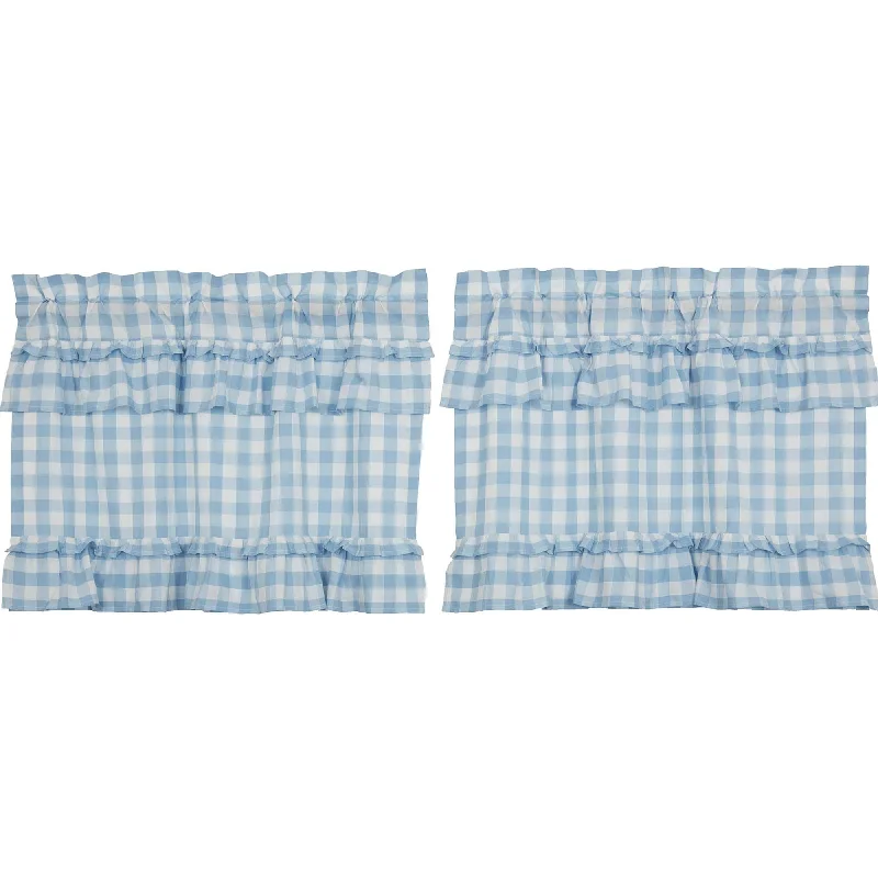 Annie Buffalo Blue Check Ruffled Tier Set of 2 L24xW36