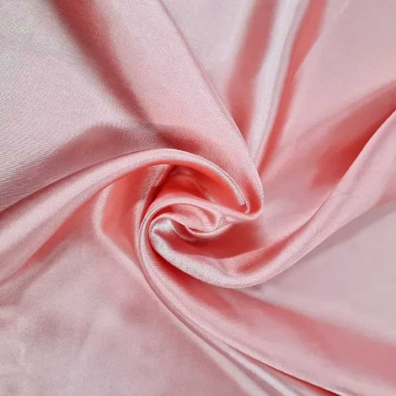 Pink Peach Solid Satin Fabric