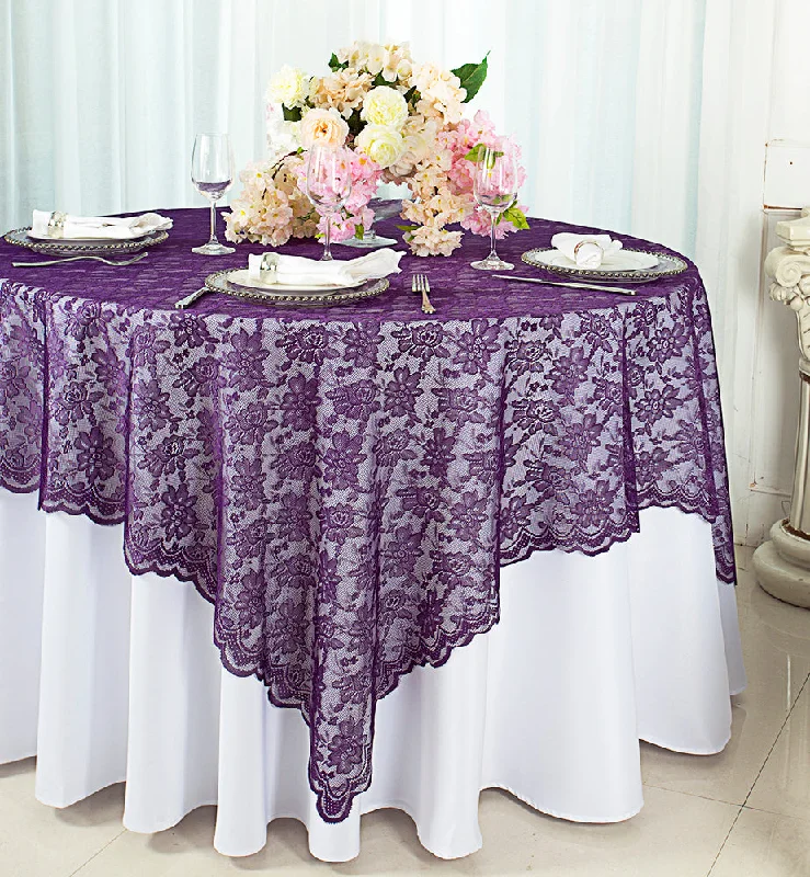 54"x54" Square Caspari Lace Tablecloth/Table Overlay - Eggplant (1pc)