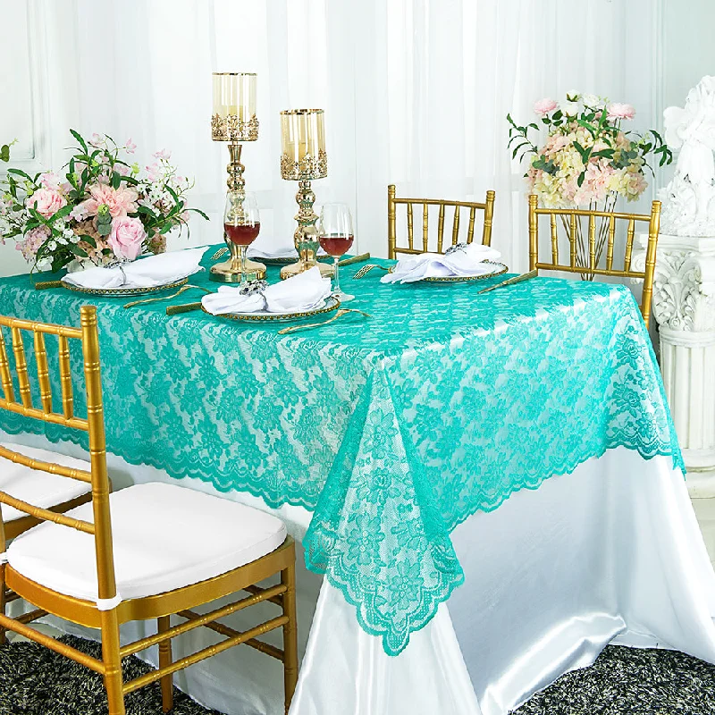 54"x108" Rectangular Caspari Lace Tablecloth/Table Overlay Topper - Tiff Blue/Aqua Blue (1pc)