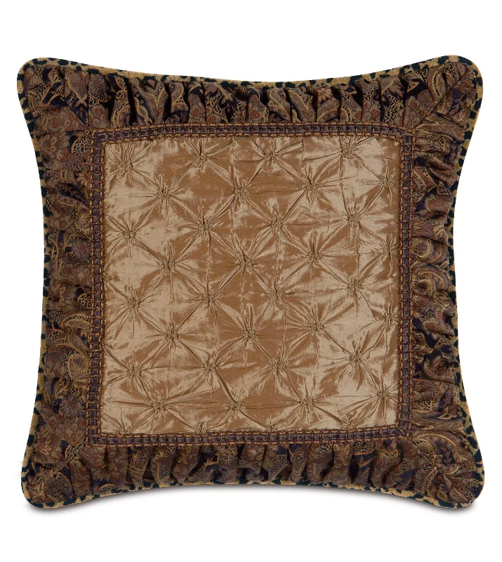 Dorian Gold Mitered Throw Pillow Cover 22x22