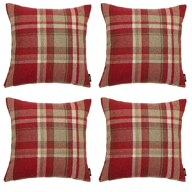 Heritage Red + White Tartan 43cm x 43cm Cushion Sets