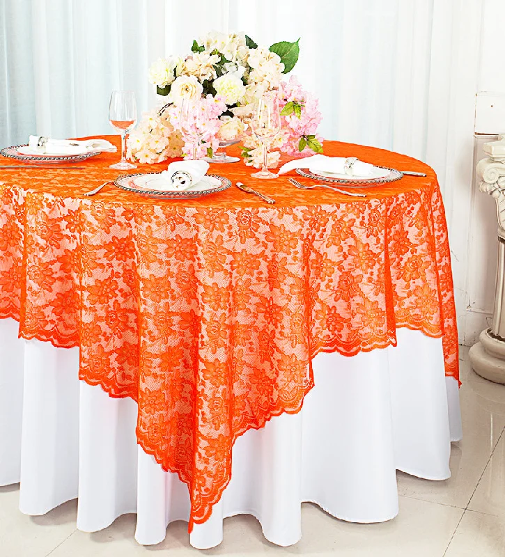 72"x72" Square Caspari Lace Tablecloth/Table Overlay Toppers - Orange (1pc)