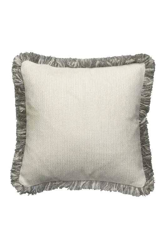 Gray Chenille Cushion with Silver Fringe | Andrew Martin Molfetta