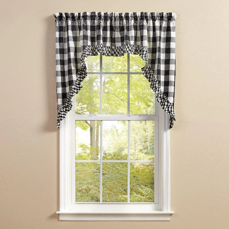 Wicklow Ruffled Swags - Black & Cream 72"x36" - Park Designs