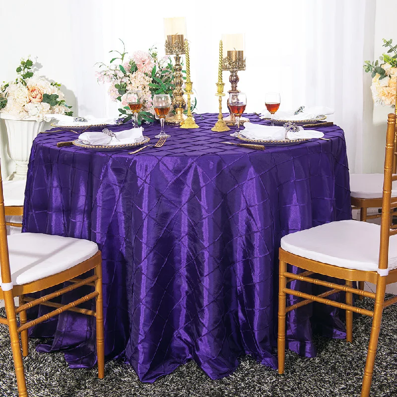 132" Round Pintuck Taffeta Tablecloth - Regency Purple  (1pc)