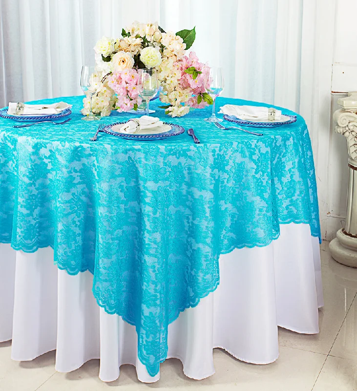 72"x72" Square Caspari Lace Tablecloth/Table Overlay Toppers - Turquoise (1pc)