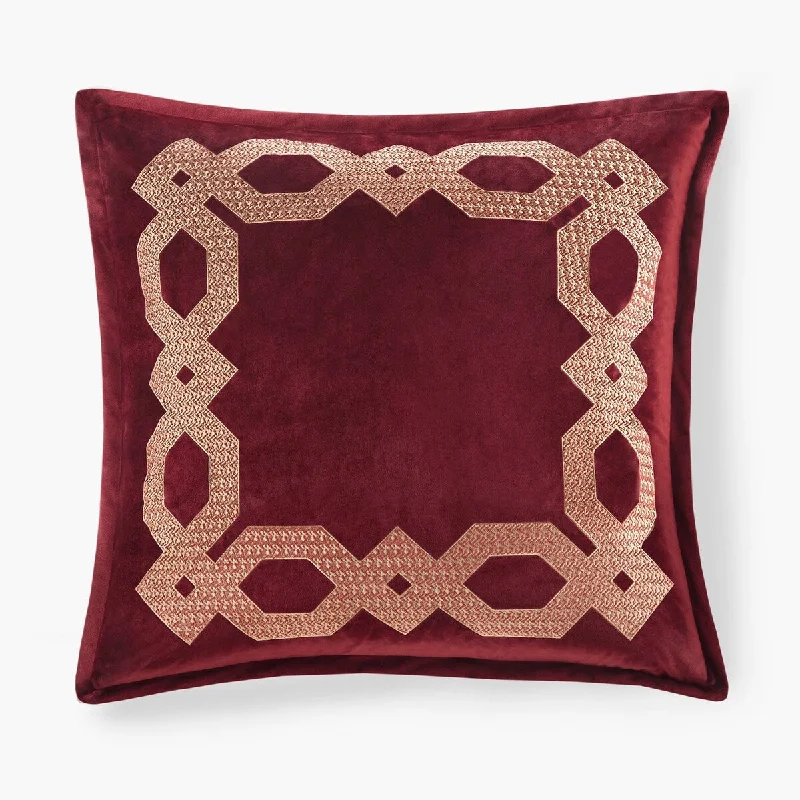 Gracie Mills Mallor Geometric Embroidered Velvet European Pillow Sham