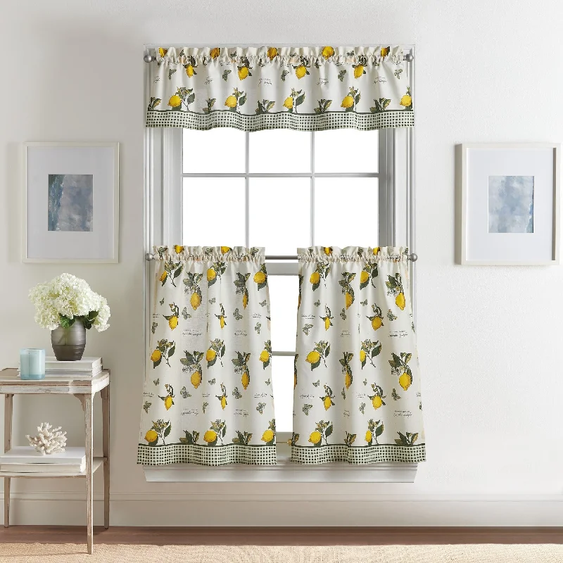 Curtainworks Vintage Lemon 3-piece Kitchen Curtain Tier and Valance Set - 1-Valance And 2-36" Tiers