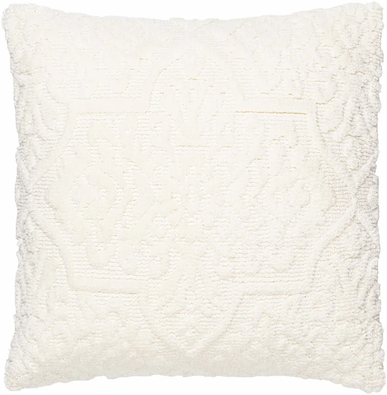 Macha White Textured Square Accent Pillow