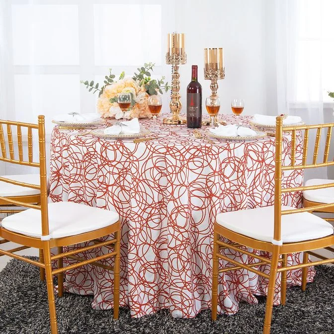 132" Round Whirl Scuba (Wrinkle-Free) (240 GSM) Tablecloth - Rust/Burnt Orange (1pc)