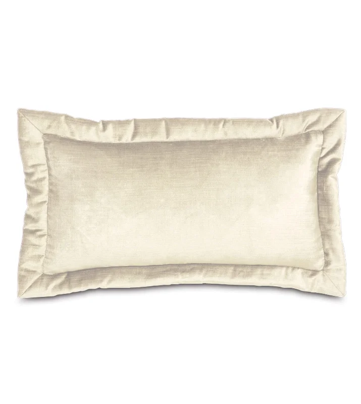 Lars Velvet Lumbar Pillow Cover 11x21 in Ivory