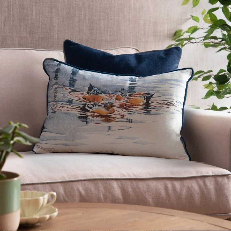 Anatidae Printed Feather Cushion Glacier