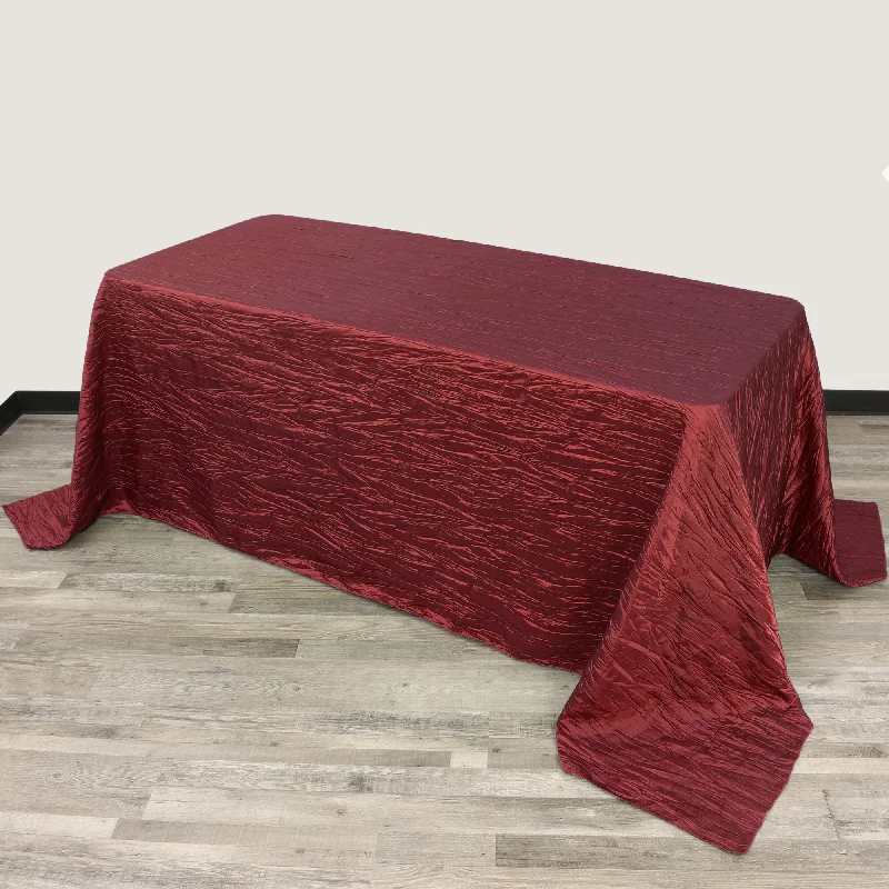 90 x 132 inch Crinkle Taffeta Rectangular Tablecloth Burgundy