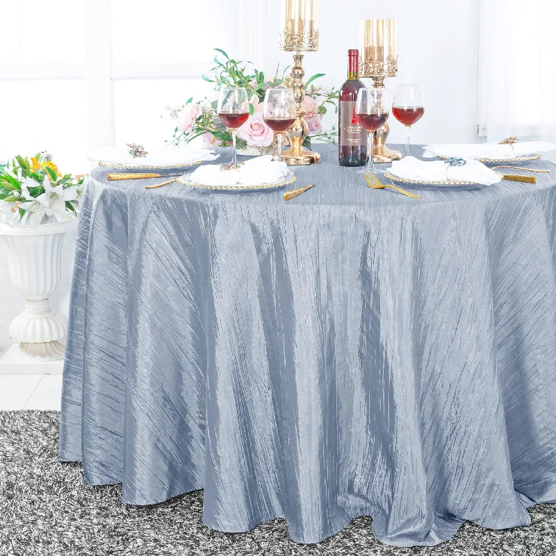 120" Seamless Round Accordion Crinkle Taffeta Tablecloth - Dusty Blue (1pc)