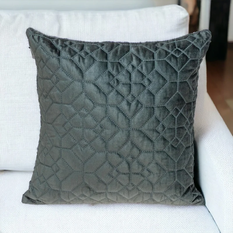 20" Charcoal Cotton Blend Throw Pillow