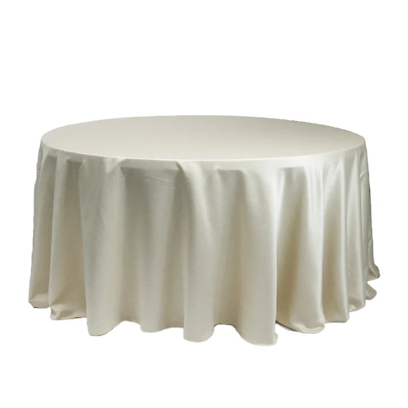 120 inch L'amour Satin Round Tablecloth Ivory