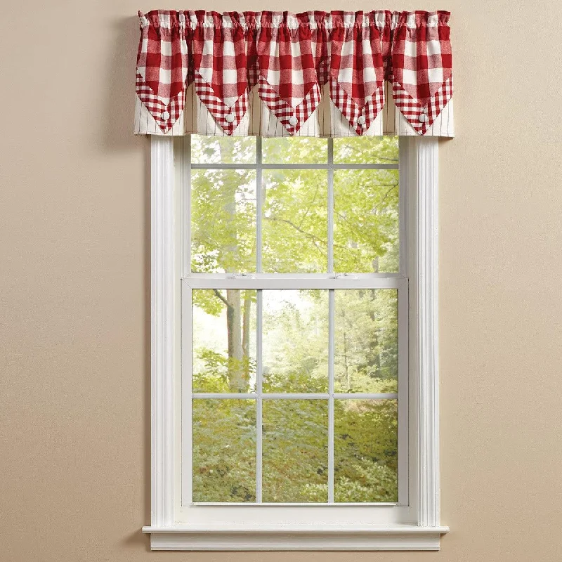 Wicklow Lined Point Valance 15" L - Red Park designs