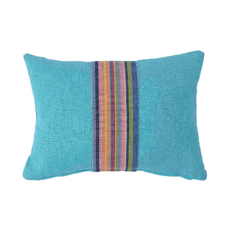 Cushion Pale Blue Linen with Odisha Stripe tape