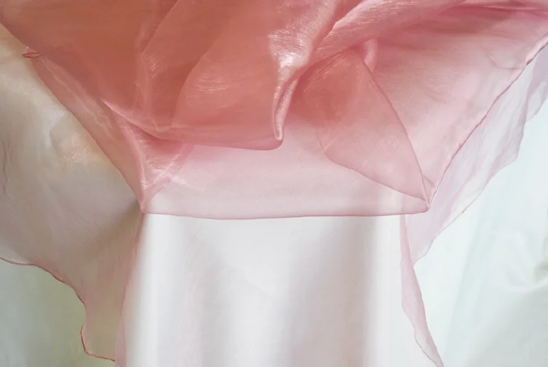 90" Seamless Round Organza Tablecloth/Table Overlay - Rose Pink (1pc)