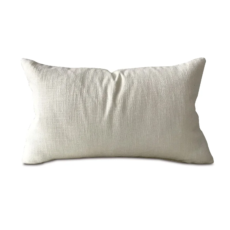 Ivory Solid Linen Lumbar Pillow Cover 13x22