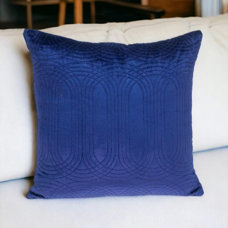 Quilted Velvet Blue  Square Throw Pillow