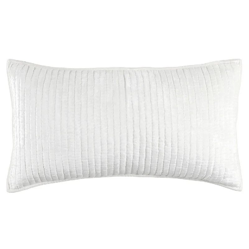 Lipa 20 x 36 Handmade Lumbar King Pillow Sham, Rayon Velvet, Cotton, Ivory