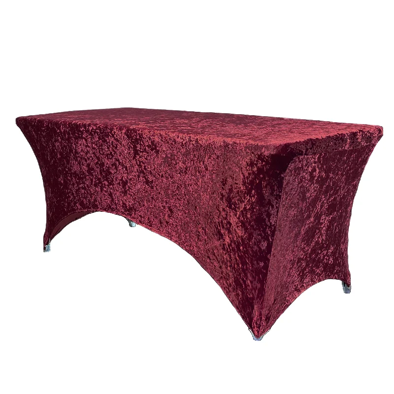 Velvet Spandex 6 Ft Rectangular Table Cover Burgundy