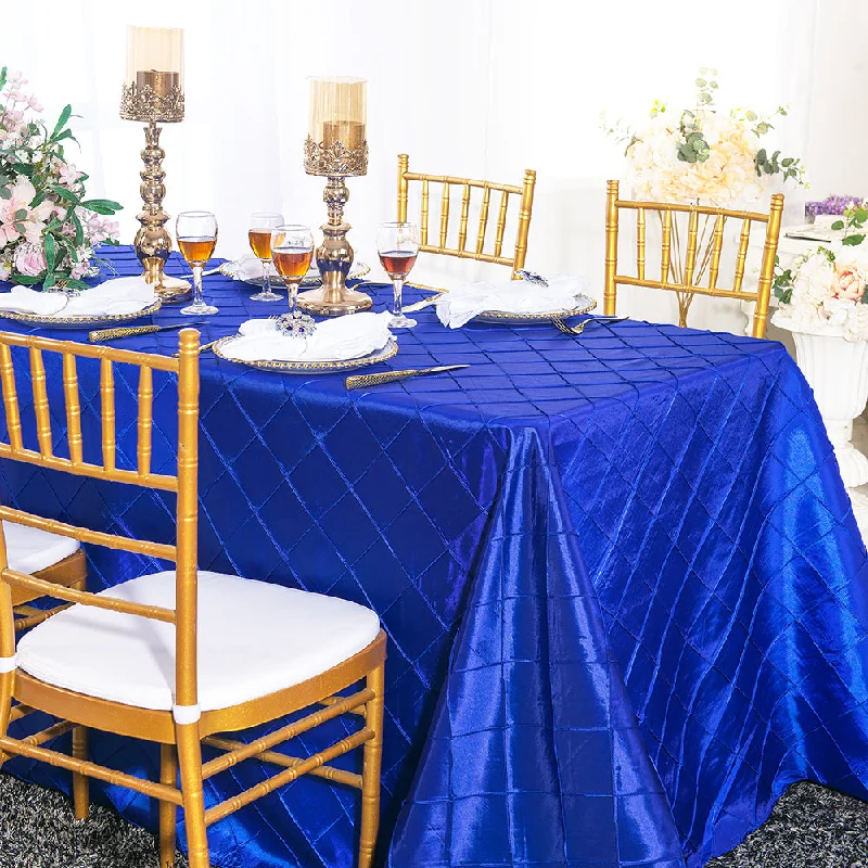 90"x156" Seamless Rectangular Pintuck Taffeta Tablecloth - Royal Blue (1pc)