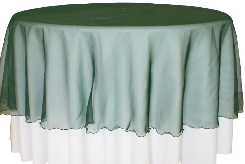 90" Seamless Round Organza Tablecloth/Table Overlay - Hunter Green/Holly Green (1pc)