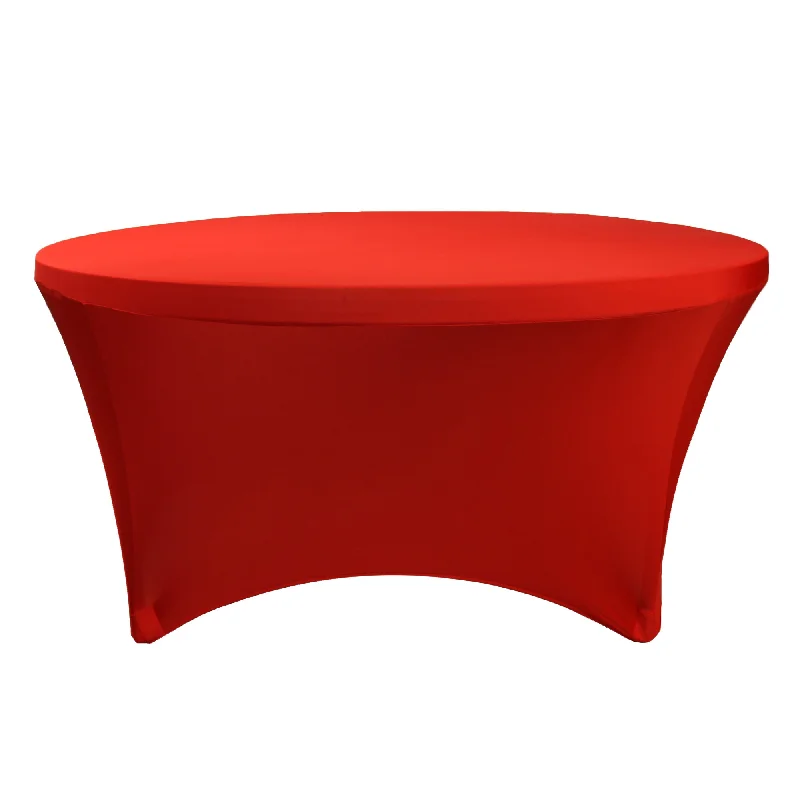 Stretch Spandex 5 ft Round Table Cover Red