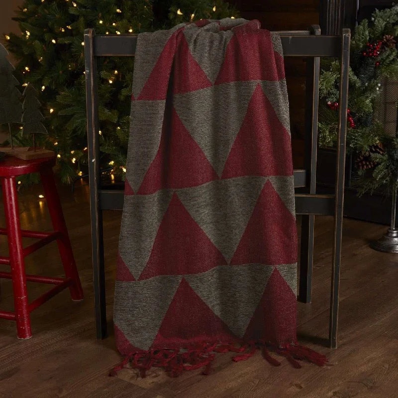 Nicholas Chenille Jacquard Woven Throw 60" x 50" Crimson, Grey VHC Brands