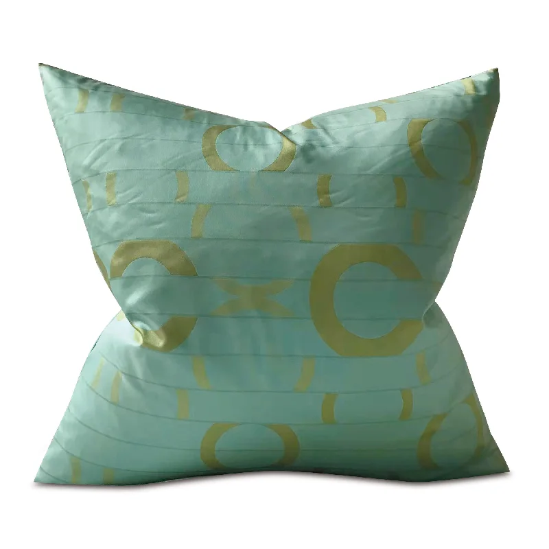 Cyan and Lime Retro Throw Pillow Cover 22x22