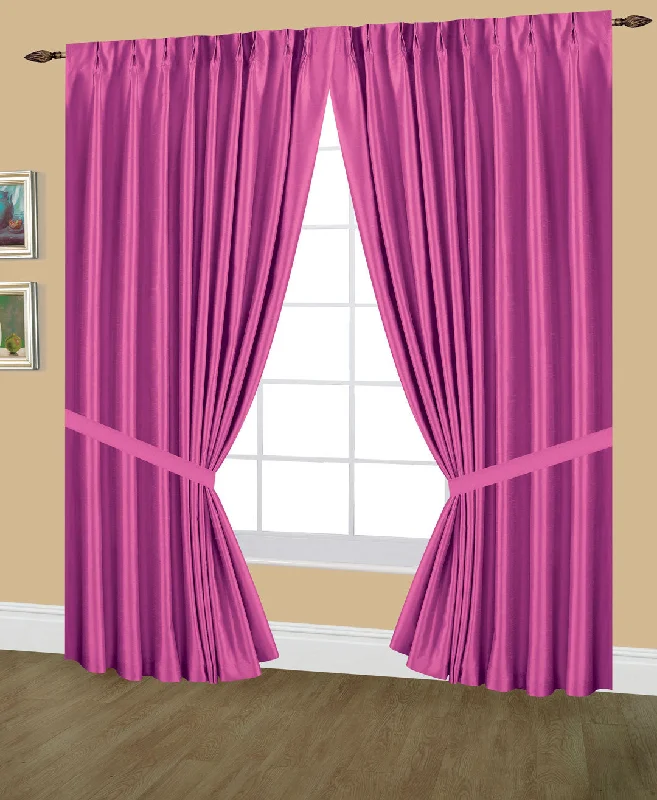 Elaine Pinch Pleated Lined (LIGHT FILTERING)Drapes Double Width with Tie Backs & Hooks. Available in 3 sizes (96x63 , 96x84 , 96x95) and in 24 colors.