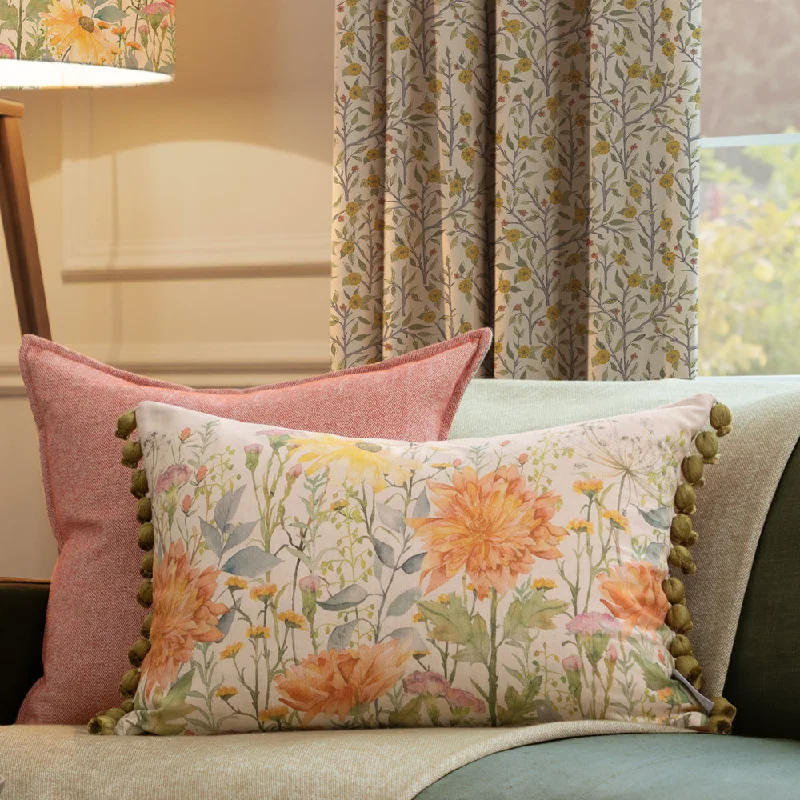 Delamere Printed Pom Pom Cushion Linen