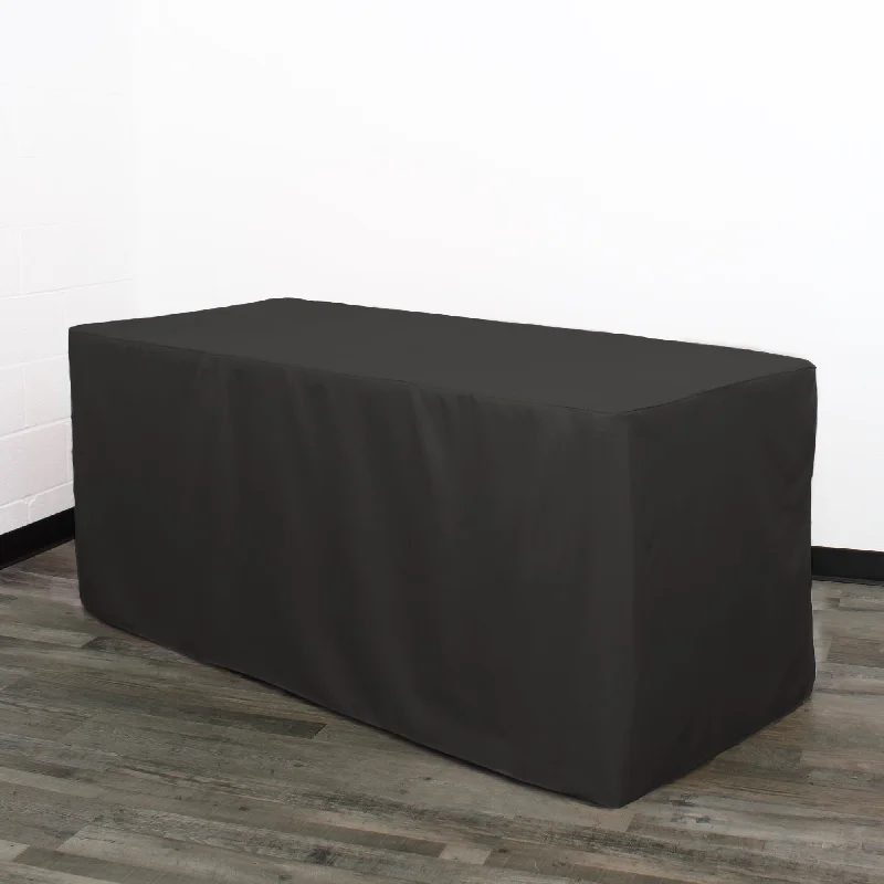 4 FT X 24 Inches  Rectangular Fitted Polyester Tablecloth Black