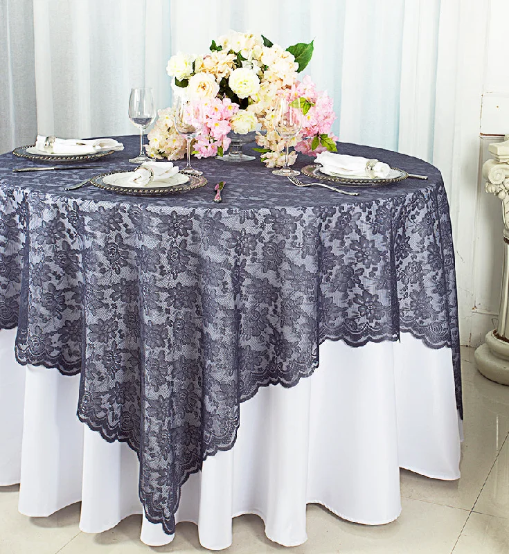 54"x54" Square Caspari Lace Tablecloth/Table Overlay - Pewter/Charcoal (1pc)