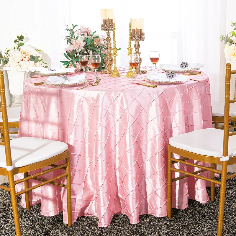 90" Seamless Round Pintuck Taffeta Tablecloth - Pink (1pc)