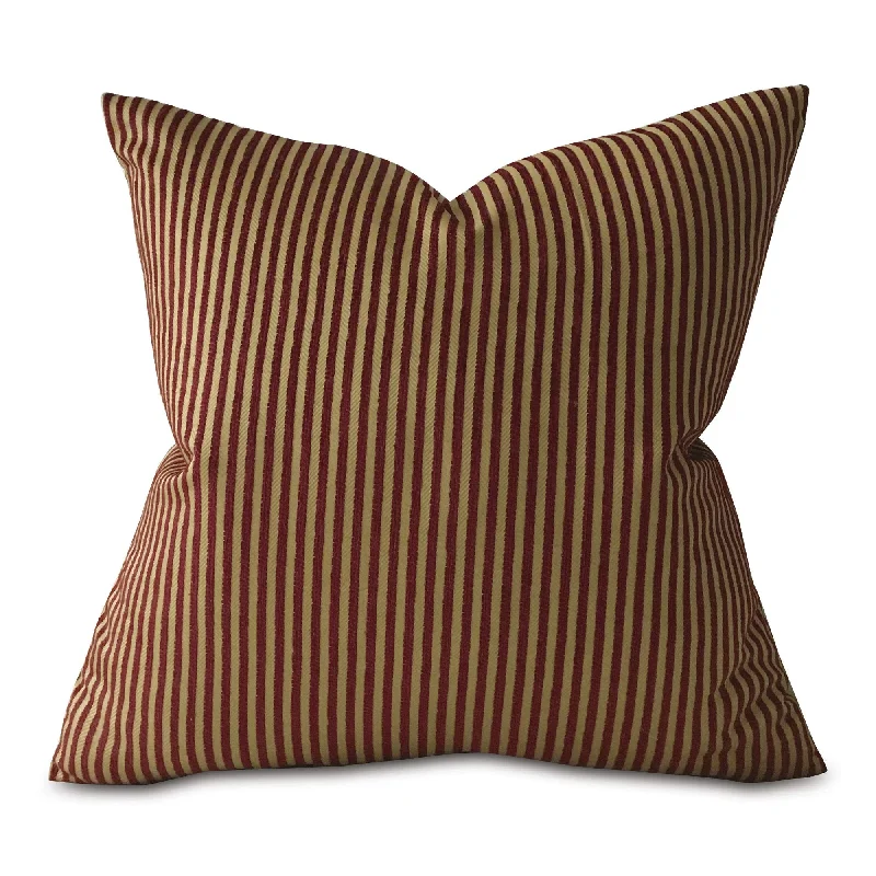 Burgundy and Gold Striped Throw Pillow Cover 22x22