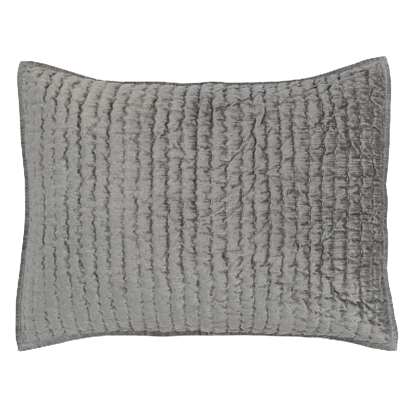 Lipa 20 x 26 Classic Handmade Standard Pillow Sham, Smoke Gray Rayon Velvet