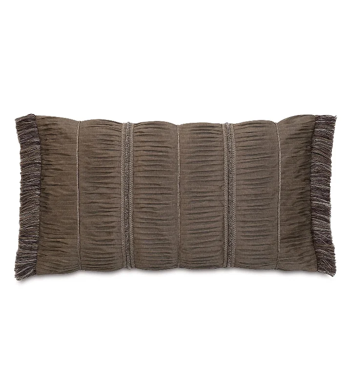 Isadora Taupe Ruched Throw Pillow Cover 15x26