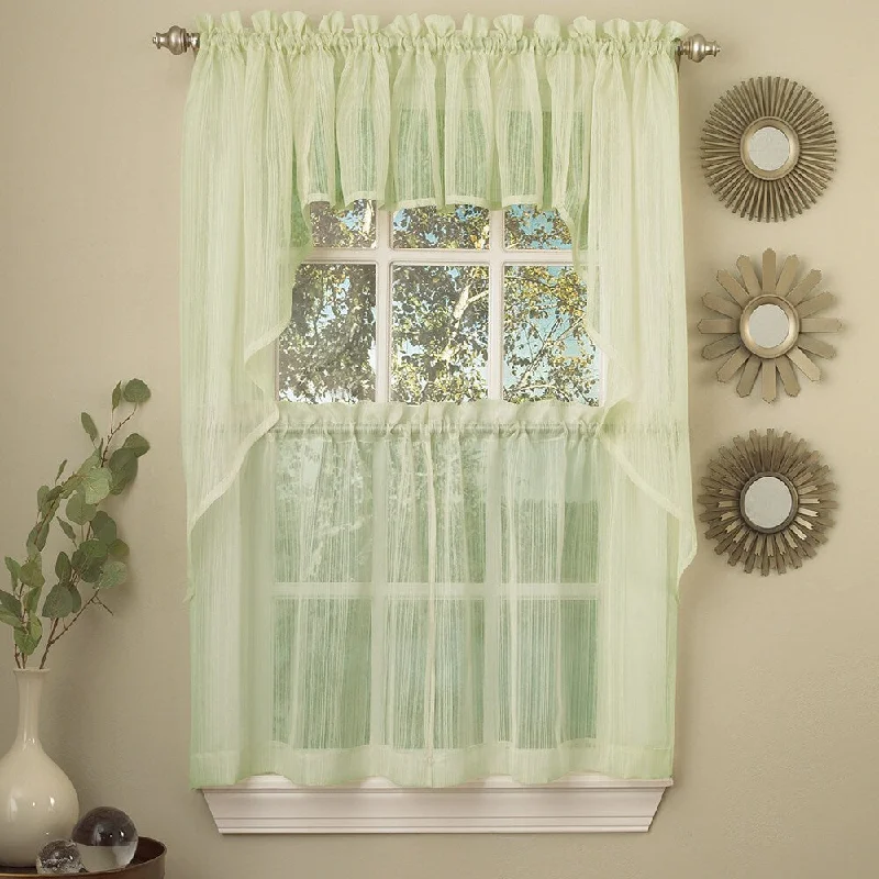 Micro Striped Semi Sheer Window Curtain Pieces - Tiers, Valance and Swag Options