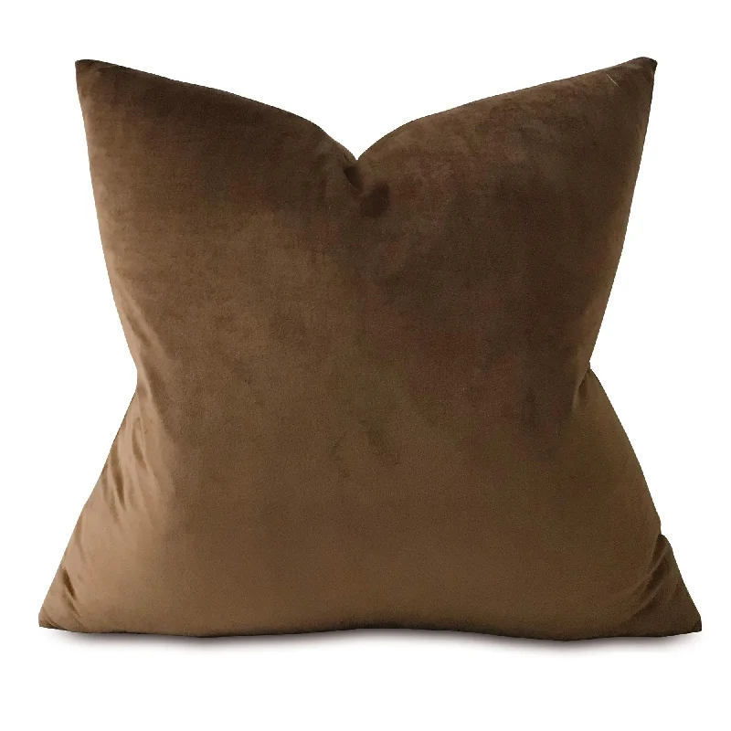 Chocolate Velvet Throw Pillow Cover 22x22