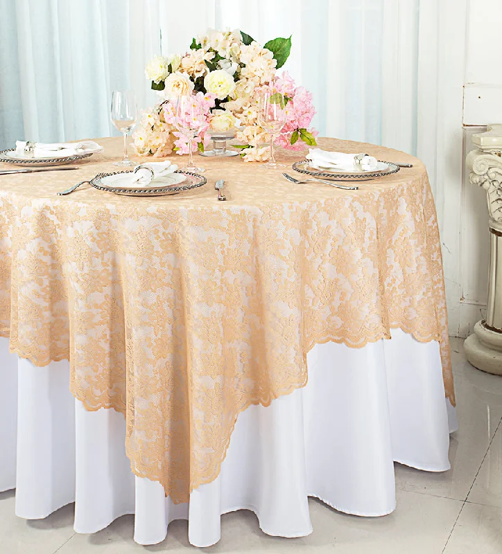 54"x54" Square Caspari Lace Tablecloth/Table Overlay - Champagne (1pc)